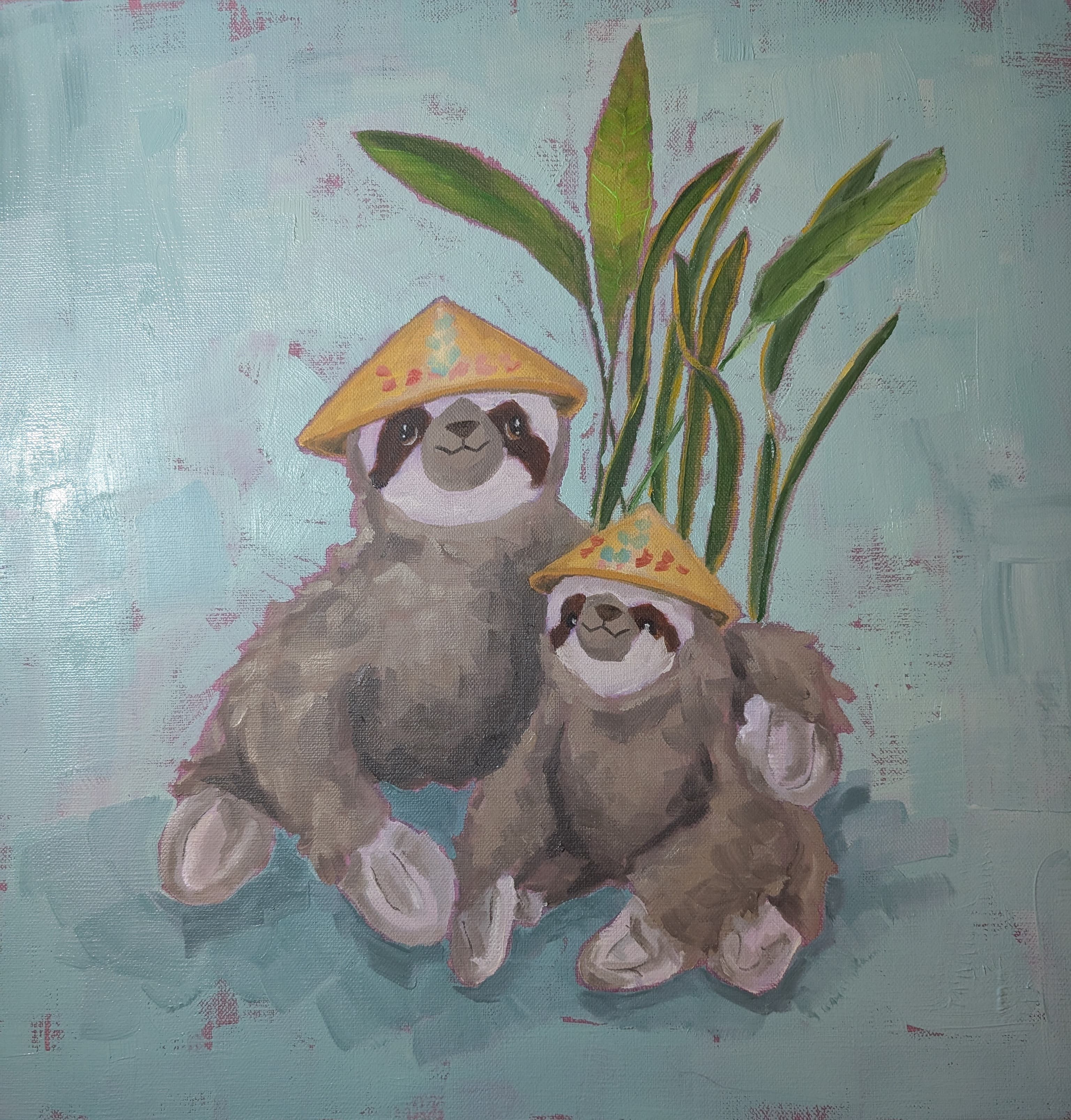 'Travel companions', oil on board