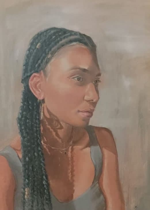 Braids, oil on board